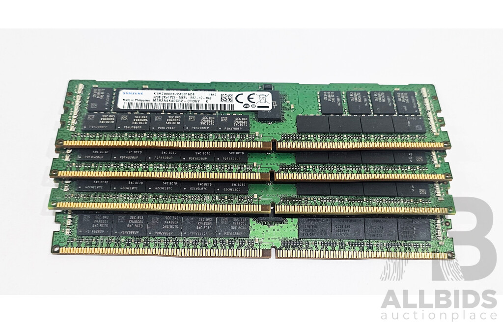 Samsung 32GB ECC DDR4 2666V RDIMM RAM - Lot of Four