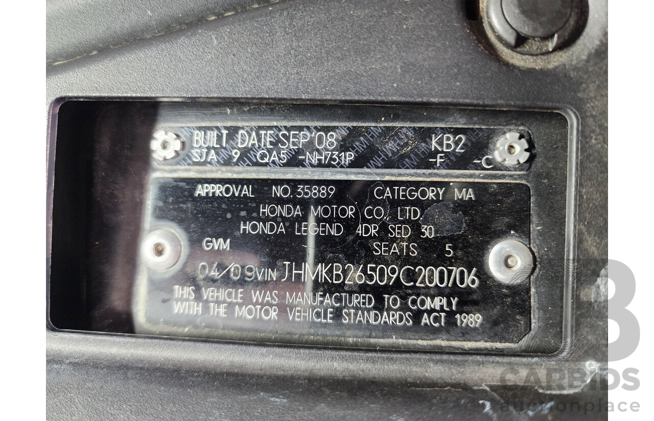 4/2009 Honda Legend  30 MY09 4d Sedan Black 3.7L