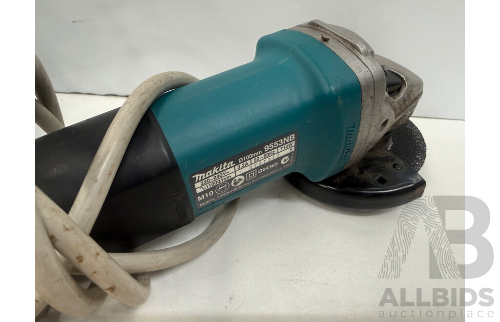 Box of Assorted Makita Power Tools - Circular Saw + Wood Trimmer + Power Planer + Angle Grinder