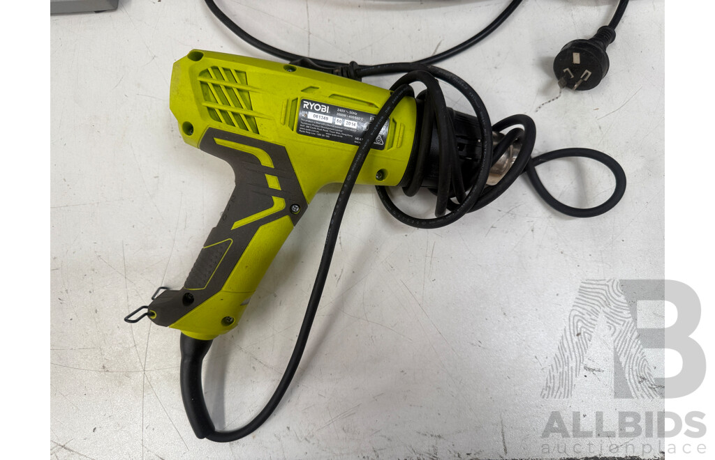 Box of Assorted Power Tools - Trak Saw + Heat Gun + Power Planer + Drop Saw