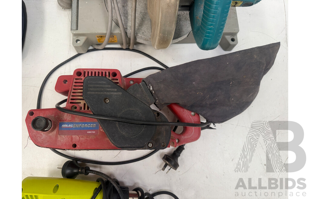 Box of Assorted Power Tools - Trak Saw + Heat Gun + Power Planer + Drop Saw