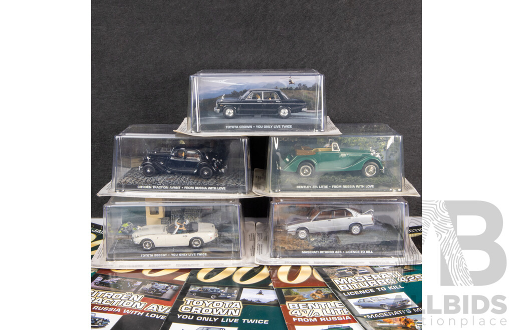 Collection of Five Boxed James Bond 'Licence to Kill', 'From Russia with Love' and 'You Only Live Twice' Model Cars (5)