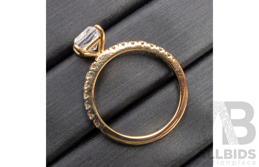 18ct Yellow Gold Natural Princess Cut and Pave Engagement Ring - Size J.5