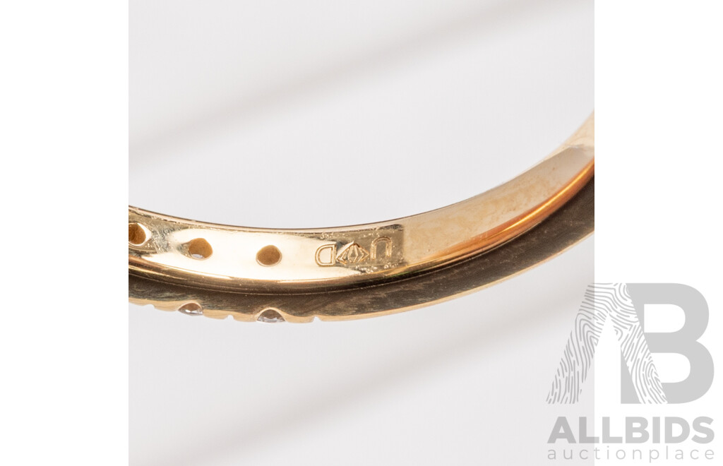 18ct Yellow Gold Natural Princess Cut and Pave Engagement Ring - Size J.5