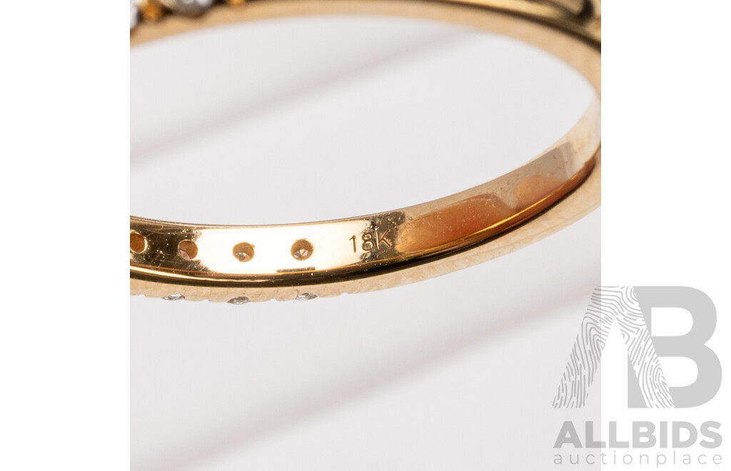 18ct Yellow Gold Natural Princess Cut and Pave Engagement Ring - Size J.5