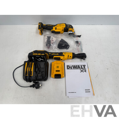 Kit of DeWalt Tools Including  DCF512N-XJ 18V XR Brushless Ratchet 1/2 in +  DCS356N-XJ 18V XR Brushless Oscillating Multi-Tool +  DCB115-XE XR Multi Voltage 4A Charger