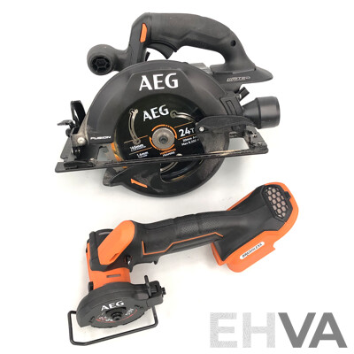 AEG 18 Volt Lithium Ion Cordless Power Tools - Lot of Four - with Two Batteries and Charger