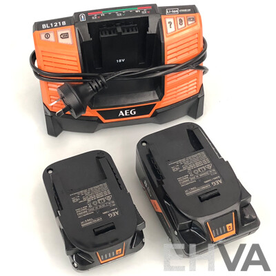 AEG 18 Volt Lithium Ion Cordless Power Tools - Lot of Four - with Two Batteries and Charger