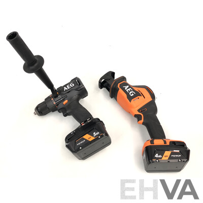 AEG 18 Volt Lithium Ion Cordless Power Tools - Lot of Two - with Batteries and Charger