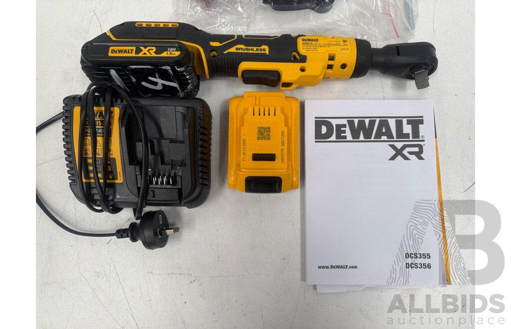 Kit of DeWalt Tools Including  DCF512N-XJ 18V XR Brushless Ratchet 1/2 in +  DCS356N-XJ 18V XR Brushless Oscillating Multi-Tool +  DCB115-XE XR Multi Voltage 4A Charger