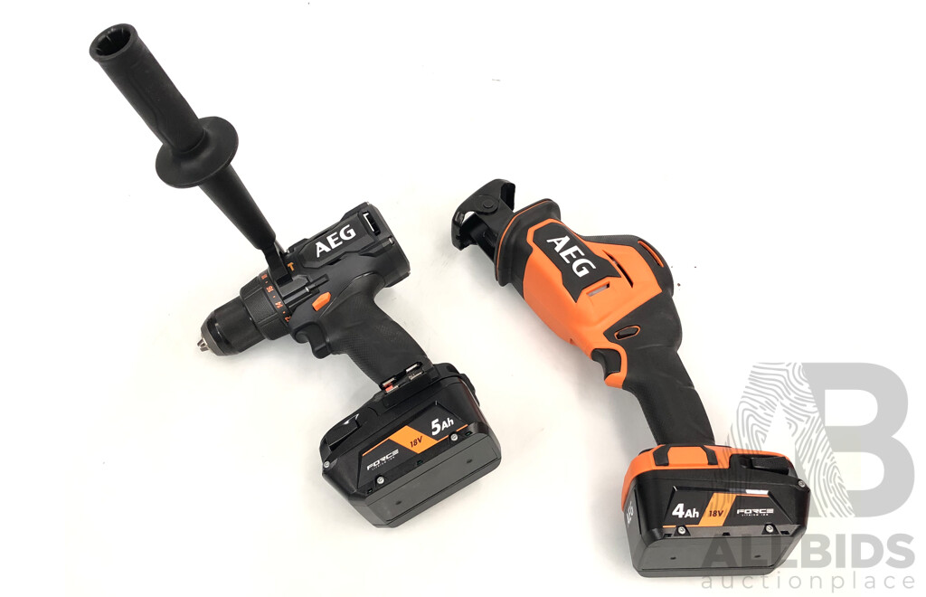 AEG 18 Volt Lithium Ion Cordless Power Tools - Lot of Two - with Batteries and Charger