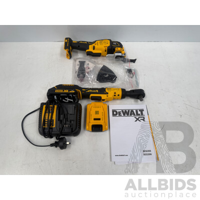 Kit of DeWalt Tools Including  DCF512N-XJ 18V XR Brushless Ratchet 1/2 in +  DCS356N-XJ 18V XR Brushless Oscillating Multi-Tool +  DCB115-XE XR Multi Voltage 4A Charger