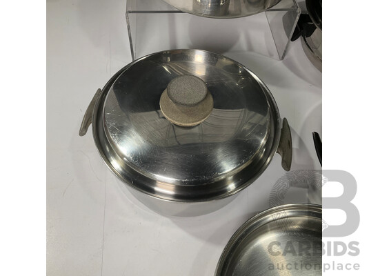 1970's Kitchen Steel Pot, Pans and Warmer Set