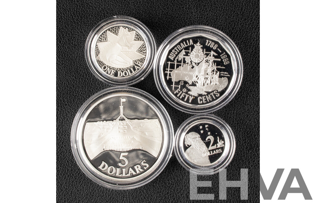 Australian RAM 1988 Four Silver Proof Coin Set, Masterpieces in Silver .925