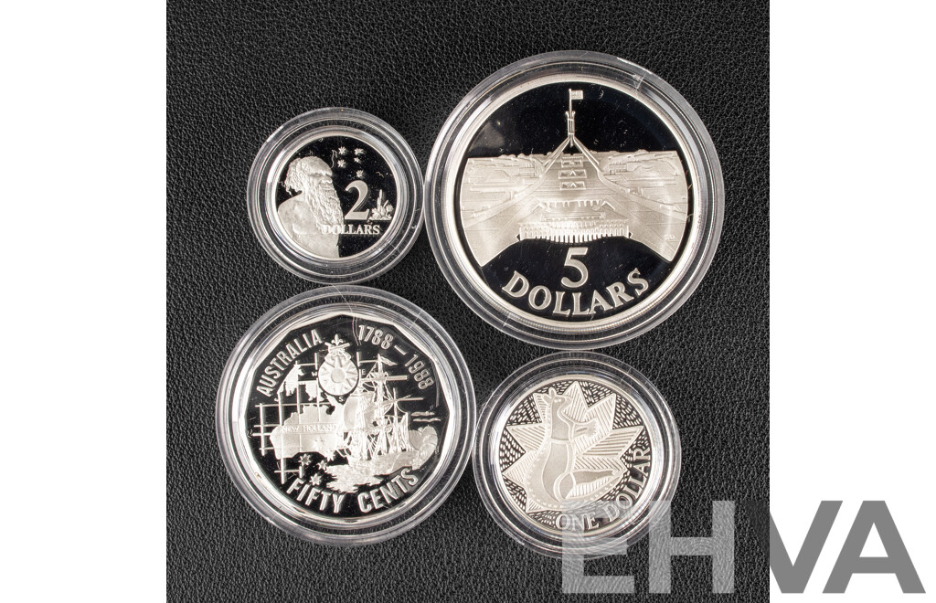 Australian RAM 1988 Four Silver Proof Coin Set, Masterpieces in Silver .925