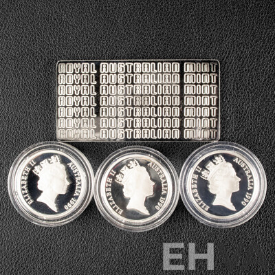 Australian RAM 1990 Masterpieces in Silver Proof Set, The Silver Dollars .925