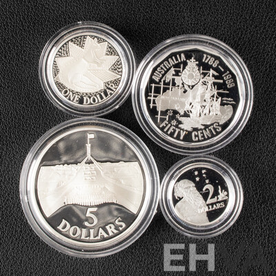 Australian RAM 1988 Four Silver Proof Coin Set, Masterpieces in Silver .925