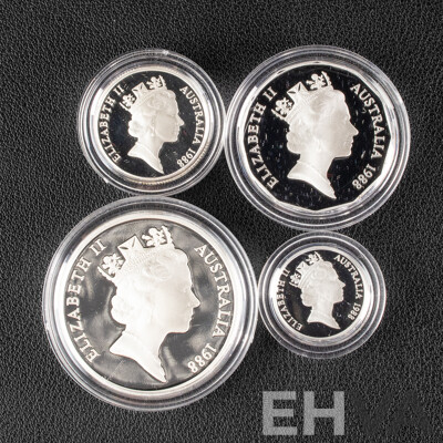 Australian RAM 1988 Four Silver Proof Coin Set, Masterpieces in Silver .925