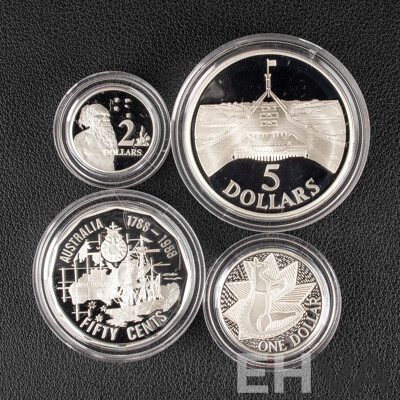 Australian RAM 1988 Four Silver Proof Coin Set, Masterpieces in Silver .925