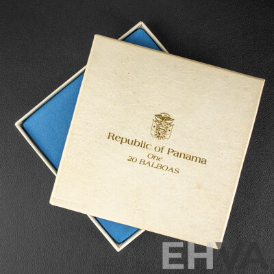 Panama Franklin Mint 1974 Silver Proof Twenty Balboas Coin, Simon Bolivar .925