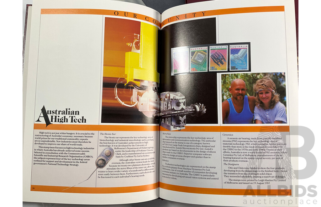 Five Australian Annual Stamp Albums Including 1982, 1984, 1986, 1987, 1989 - Face Value $140