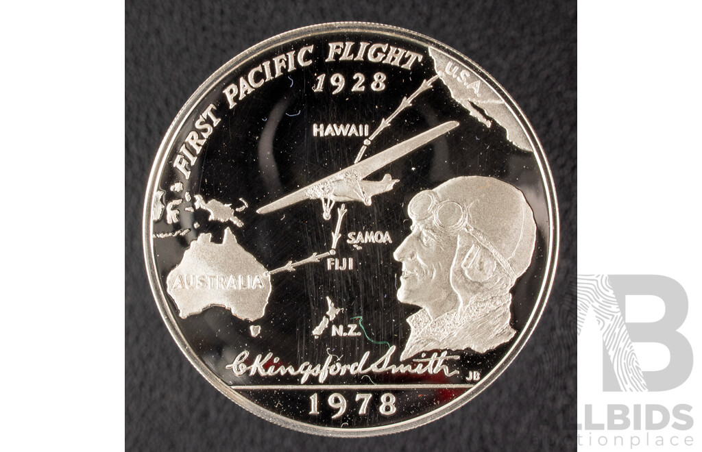 Western Samoa 1978 Silver Proof One Tala Coin, Kingsford Smith Pacific Flight 1928-1978