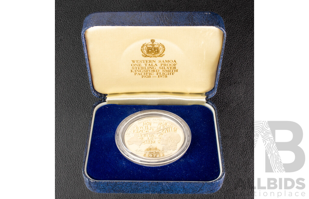 Western Samoa 1978 Silver Proof One Tala Coin, Kingsford Smith Pacific Flight 1928-1978
