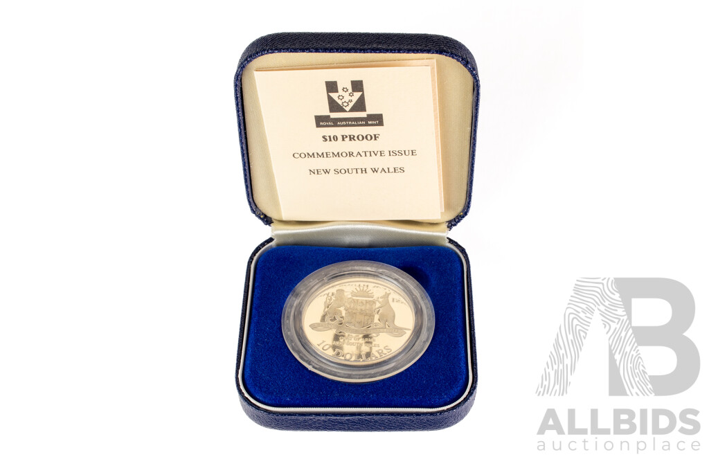 Australian 1987 Silver Proof Ten Dollar Coin, State Series New South Wales .925