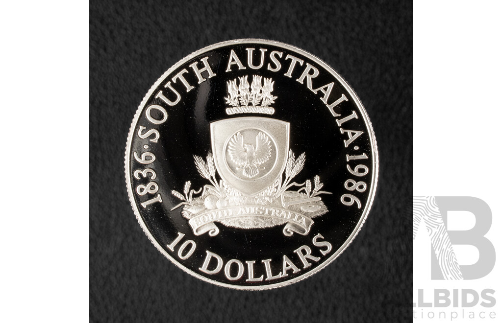 Australian RAM 1986 Silver Proof Ten Dollar Coin, State Series South Australia .925