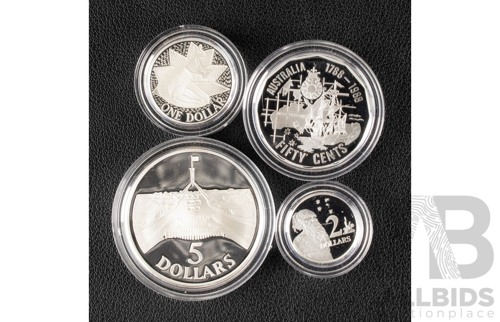 Australian RAM 1988 Four Silver Proof Coin Set, Masterpieces in Silver .925
