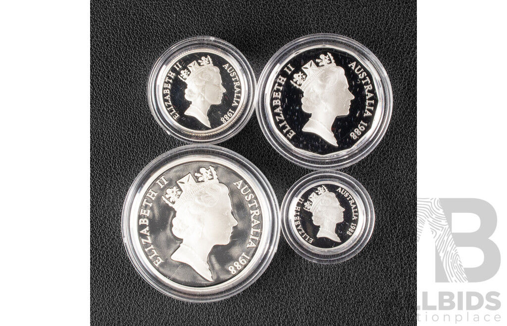 Australian RAM 1988 Four Silver Proof Coin Set, Masterpieces in Silver .925
