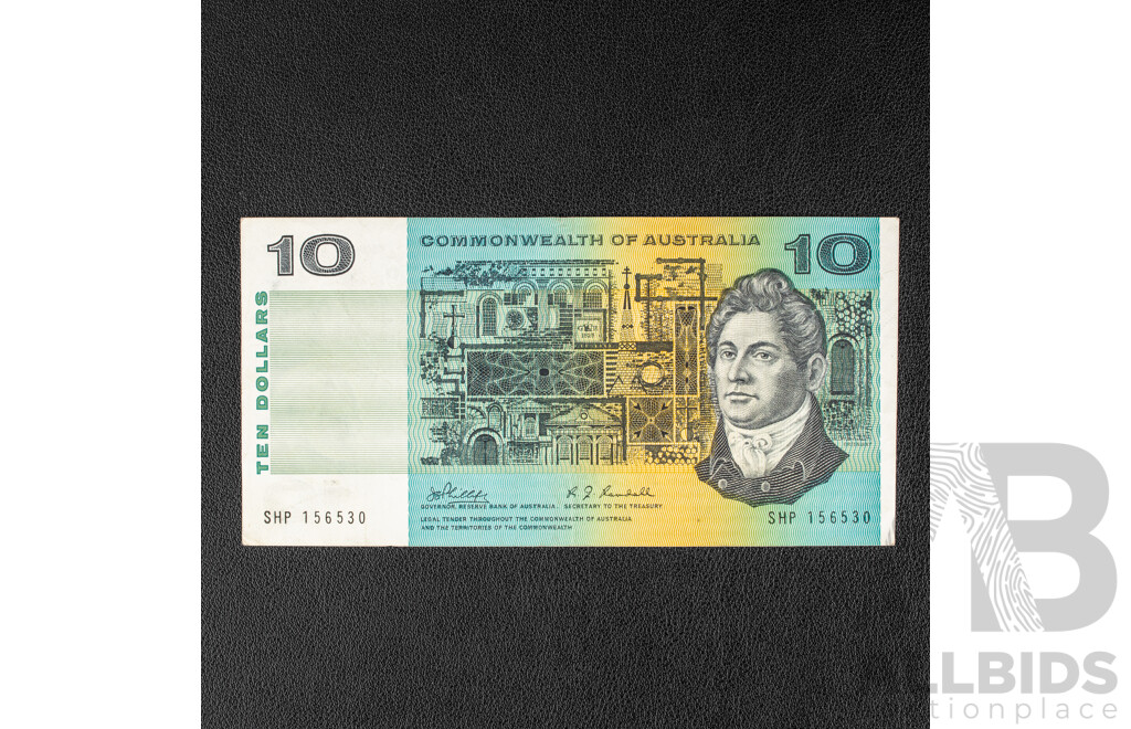 Australian 1968 Ten Dollar Note, Phillips/Randall R303,  SHP 156530