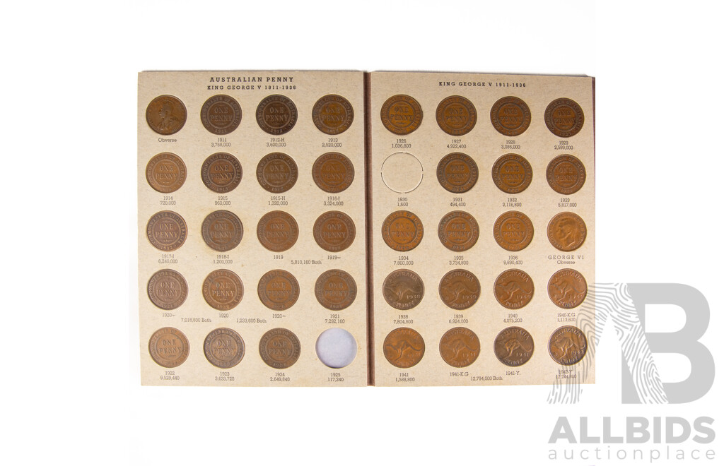 Dansco Album of Australian Pennies, Consecutive Accept for 1925, 1930, 1946