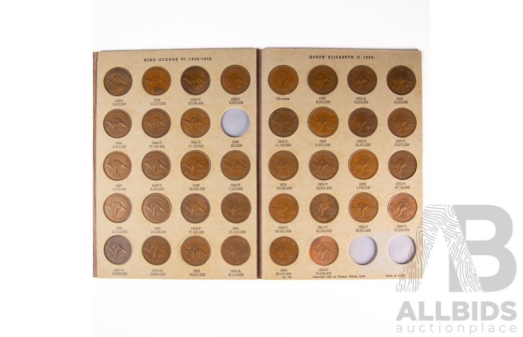 Dansco Album of Australian Pennies, Consecutive Accept for 1925, 1930, 1946