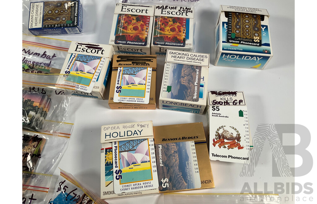 Collection of Australian Phone Cards Including 1990 Adelaide 500th World Championship Grand Prix, 1993 Year of the Worlds Indigenous People, Scenic, Animals and More, Many Multiples