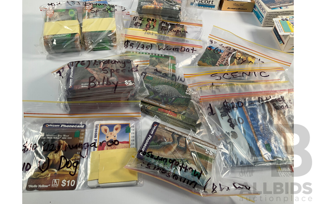 Collection of Australian Phone Cards Including 1990 Adelaide 500th World Championship Grand Prix, 1993 Year of the Worlds Indigenous People, Scenic, Animals and More, Many Multiples