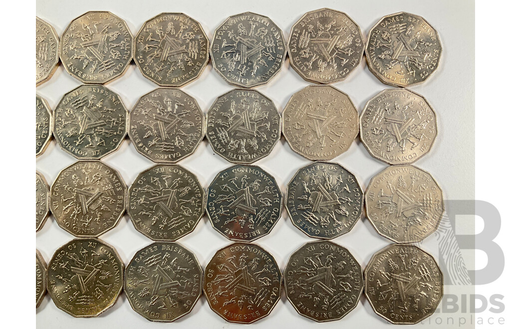 Forty Australian 1982 Fifty Cent Coins, Commonwealth Games