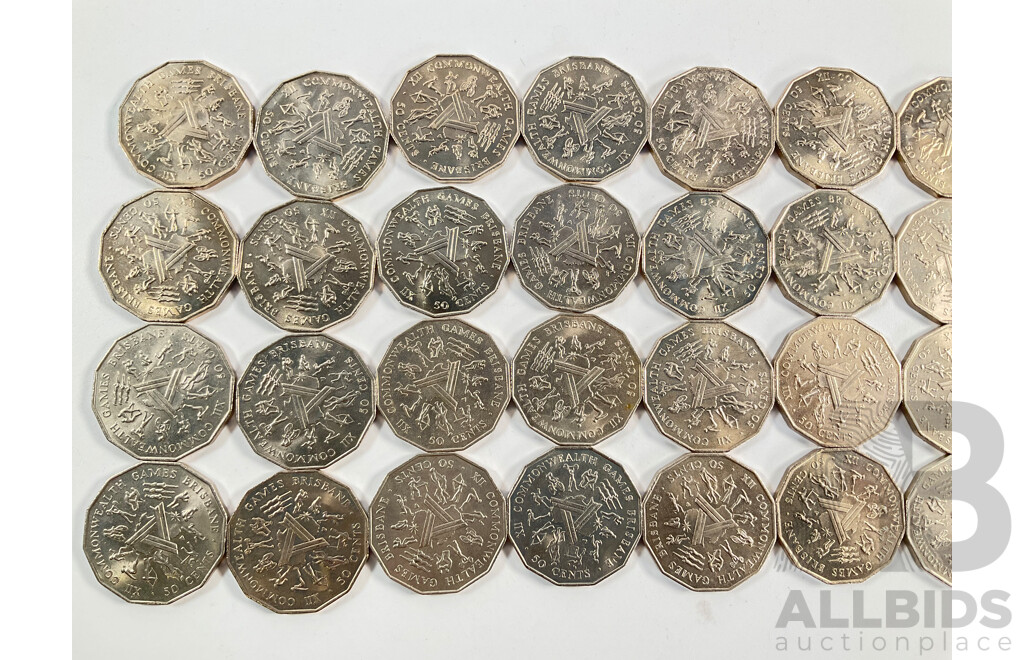 Forty Australian 1982 Fifty Cent Coins, Commonwealth Games