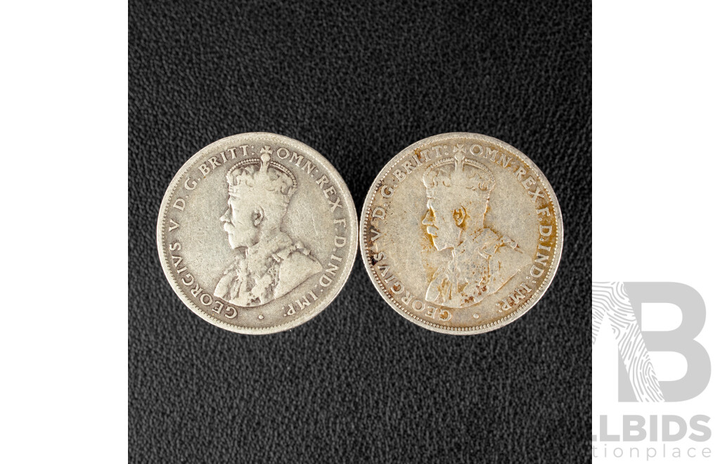 Two Australian KGV Silver Florins 1925 and 1926 .925