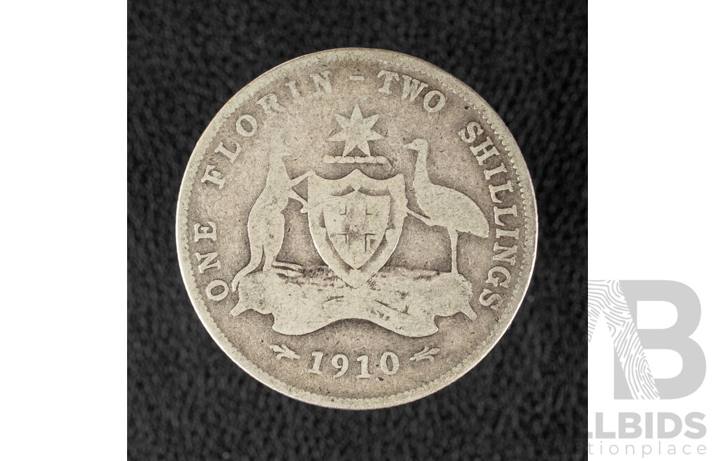 Australian 1910 KEVII Silver Florin .925