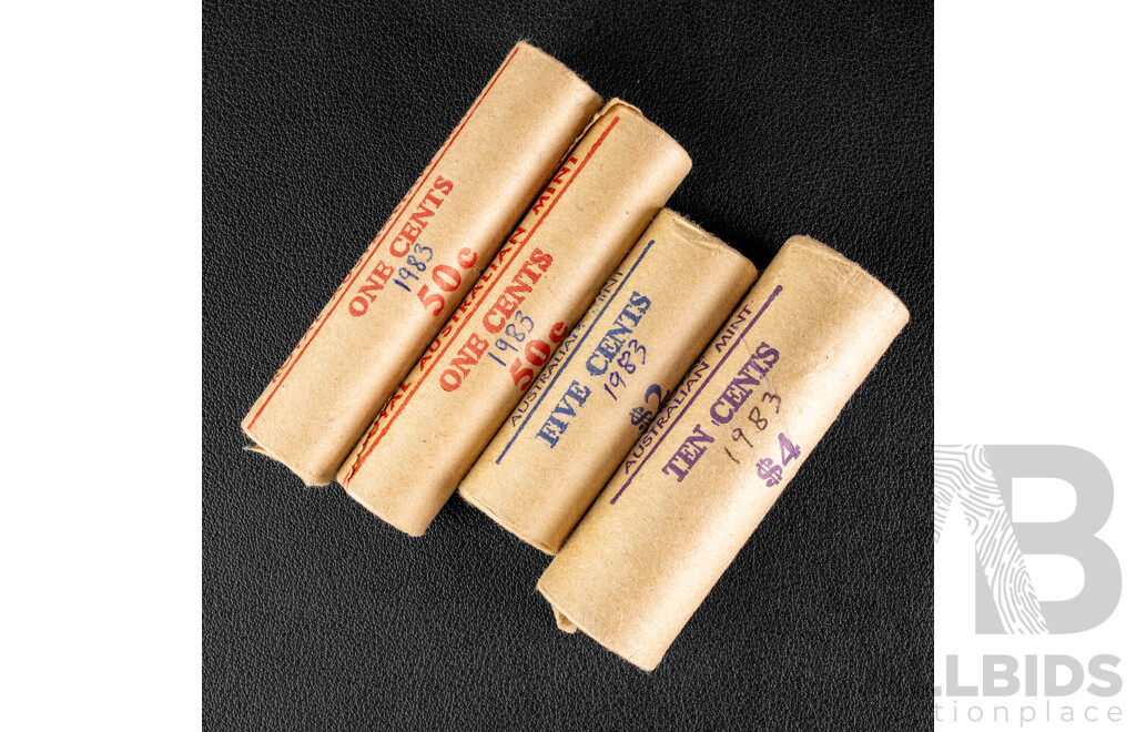 Australian RAM UNC 1983 One, Five and Ten Cent Coin Rolls