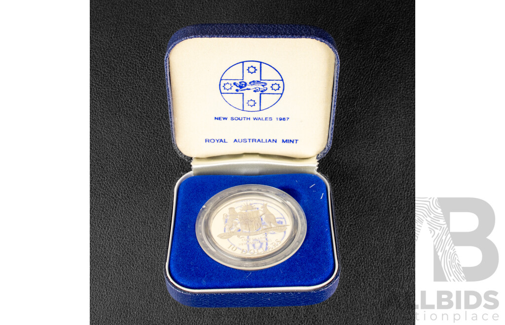 Australian 1987 Silver Proof Ten Dollar Coin, State Series New South Wales .925