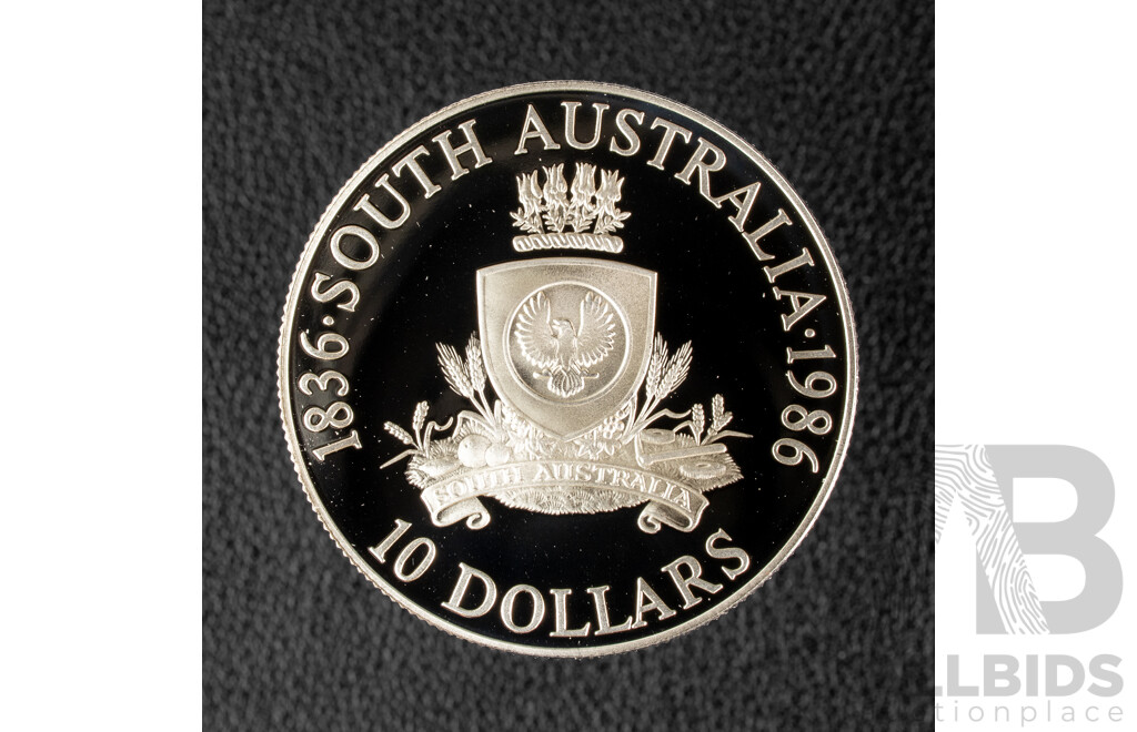 Australian RAM 1986 Silver Proof Ten Dollar Coin, State Series South Australia .925