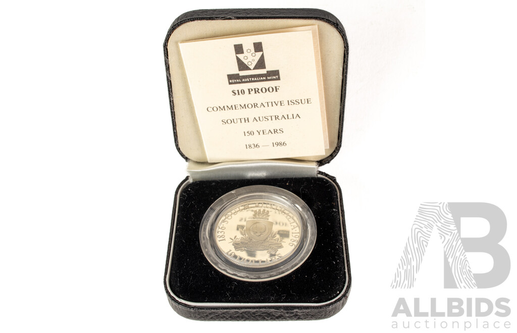 Australian RAM 1986 Silver Proof Ten Dollar Coin, State Series South Australia .925