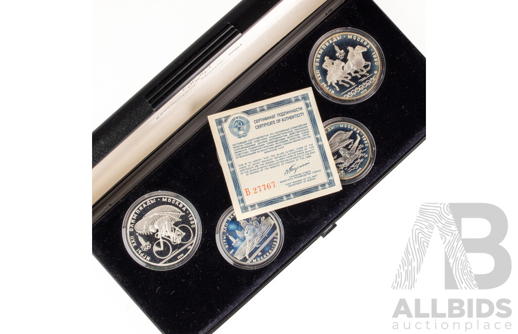 USSR 1978 Silver Five Proof Coin Set, 1980 Moscow Games of the XXII Olympiad .900