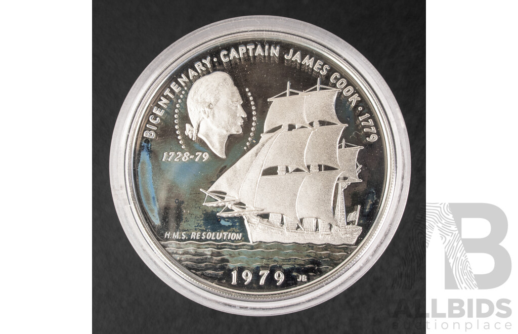 Western Samoa 1979 Silver Proof Ten Tala Coin, Bicentenary Captain Cook .925