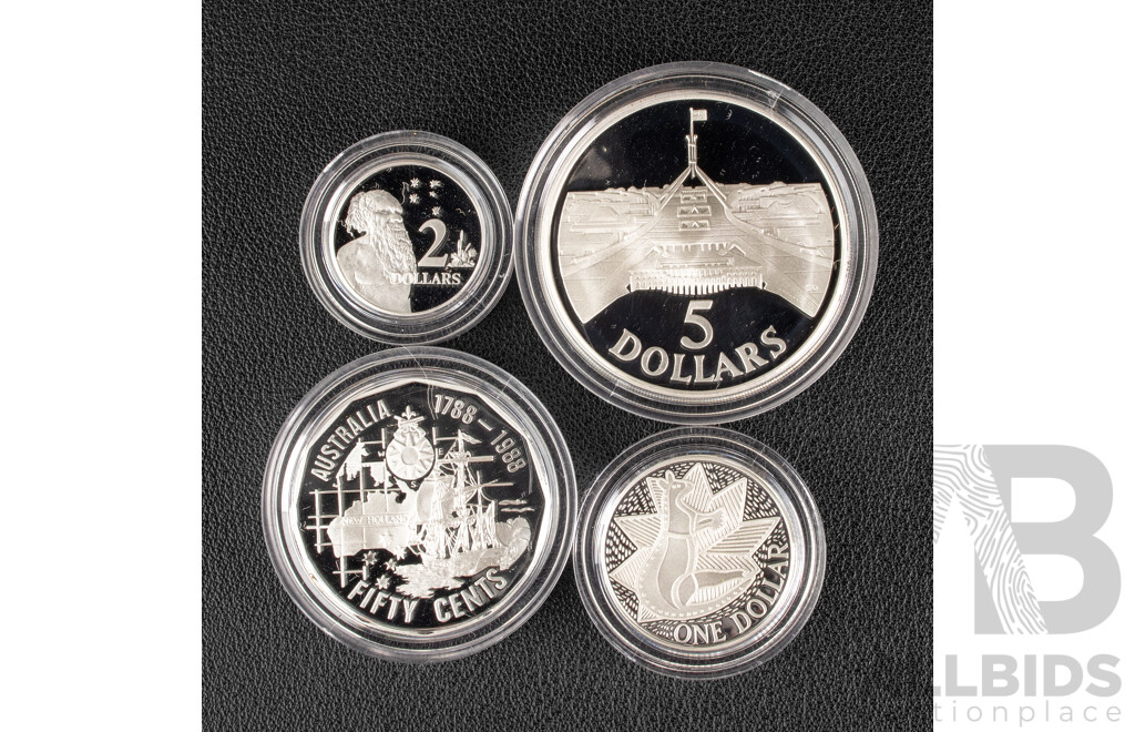 Australian RAM 1988 Four Silver Proof Coin Set, Masterpieces in Silver .925