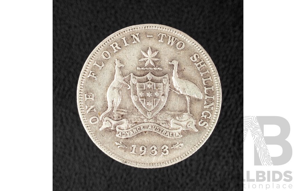 Australian 1933 KGV Silver Florin .925