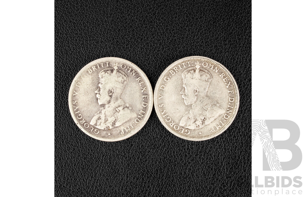 Australian 1926 and 1928 KGV Silver Florins .925