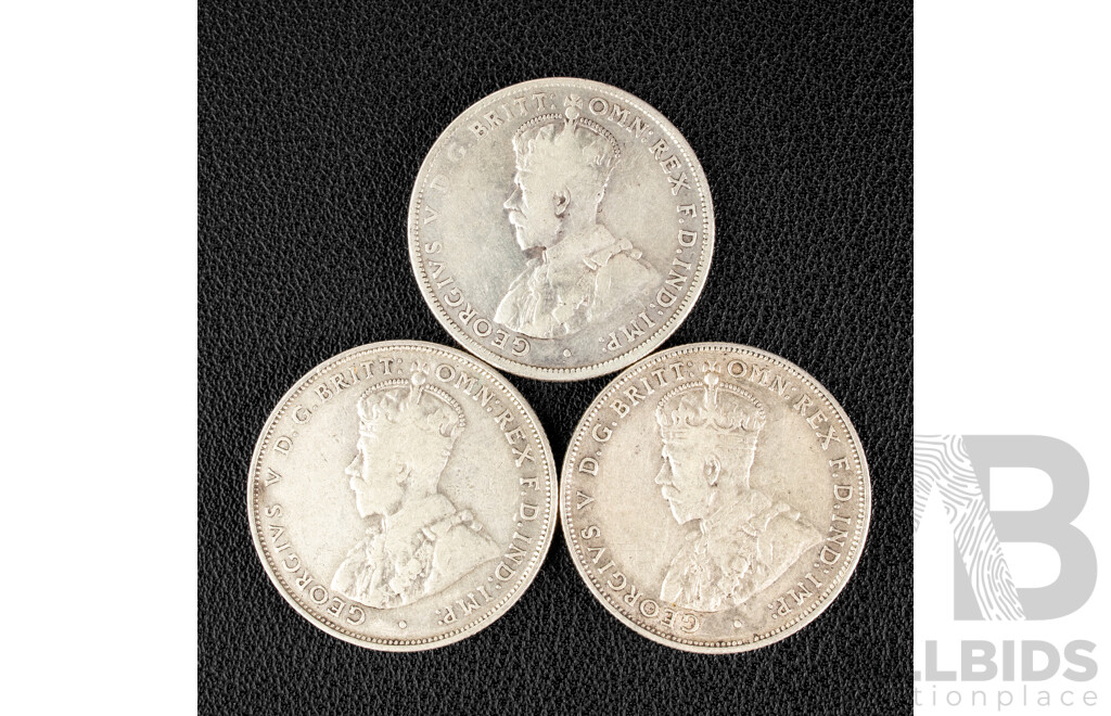 Three Australian KGV Silver Florins Including 1931, 1936, 1936 .925